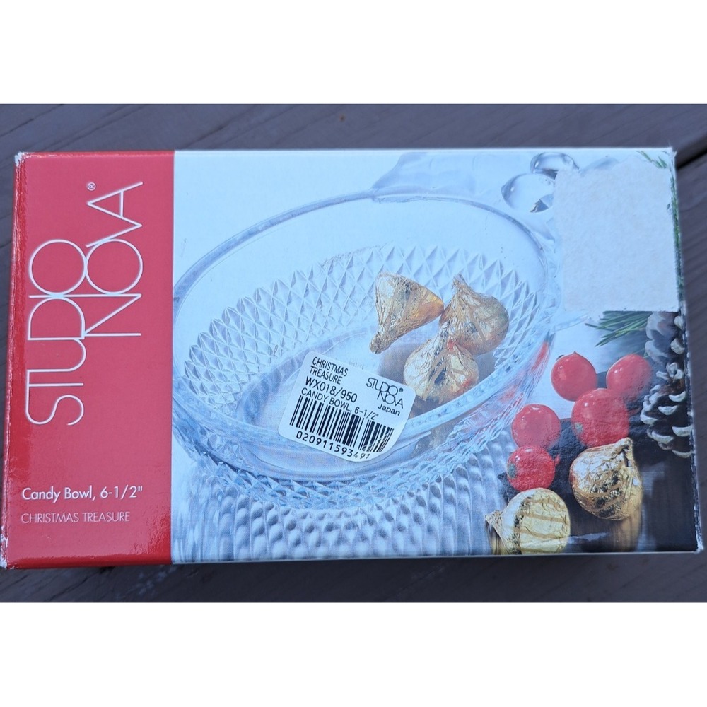 Studio Nova "Christmas Treasure " Glass Candy Serving Dish Bowl 6.5 in